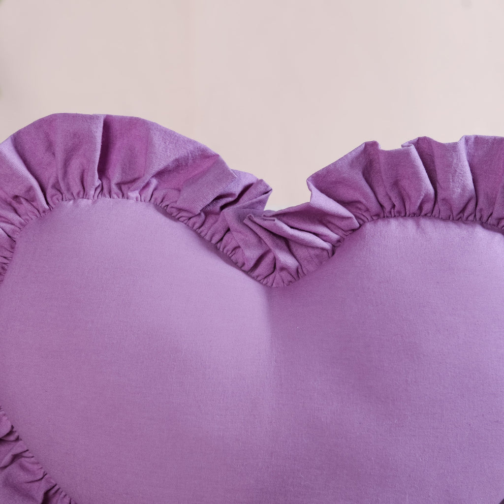 Frilly Heart Cotton Cushion Purple 43x38cm Nestasia