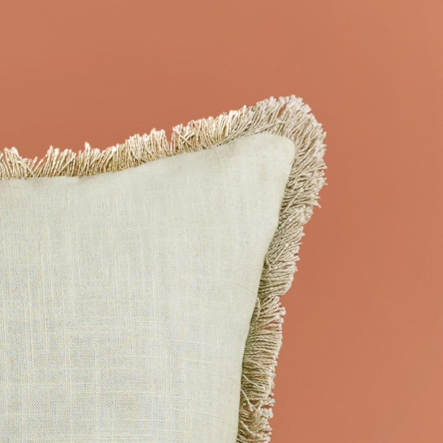 Fringe Cotton Cushion Cover Set Of 2 Green Nestasia