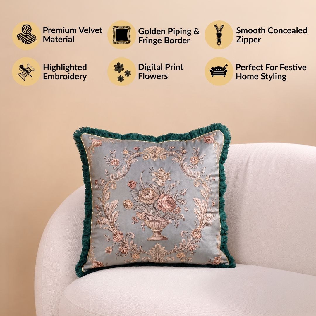 Fringed Fanstasy Embroidered Cushion Cover 40x40cm Nestasia