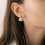 Oval Front Back Drop Earrings Pink Nestasia
