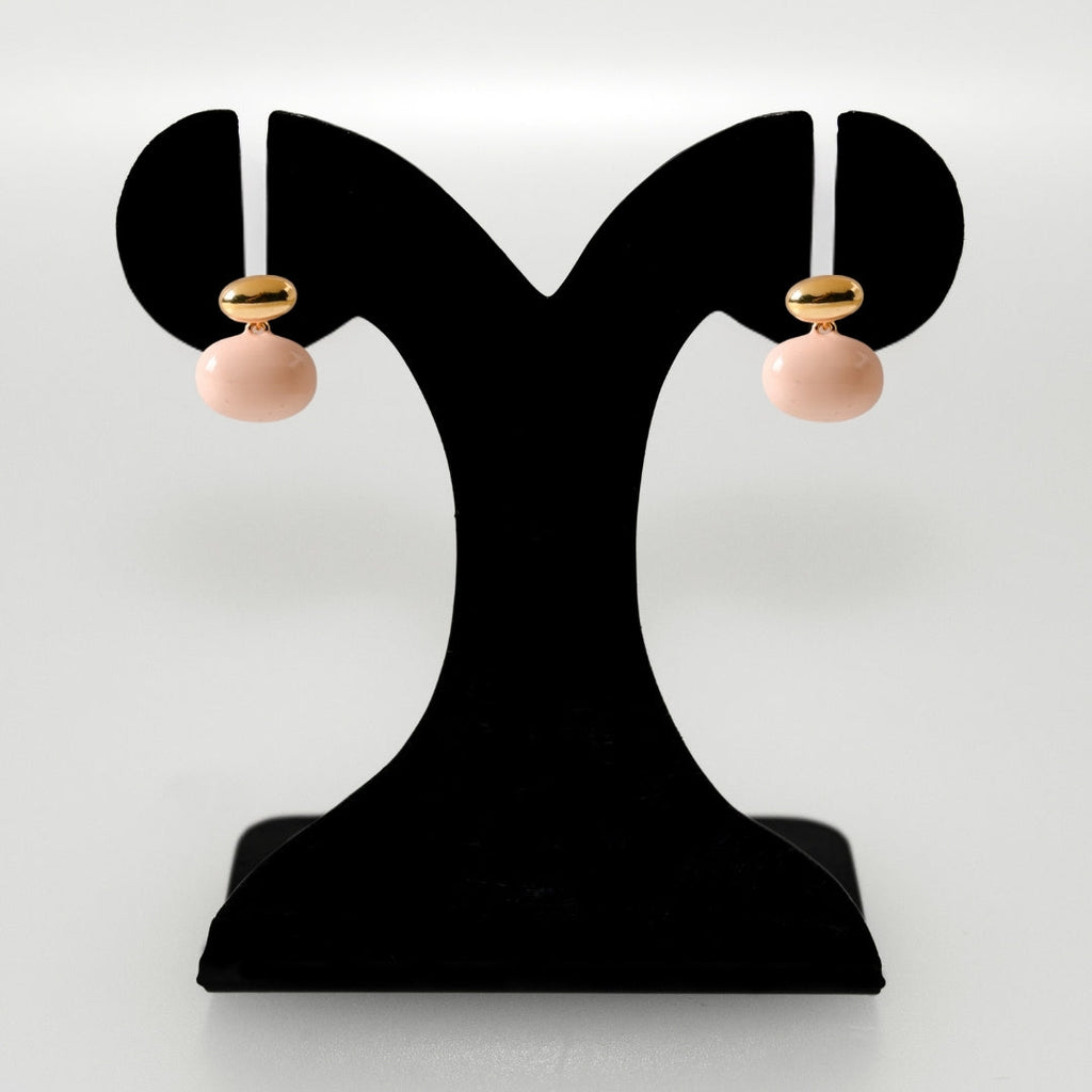 Oval Front Back Drop Earrings Pink Nestasia