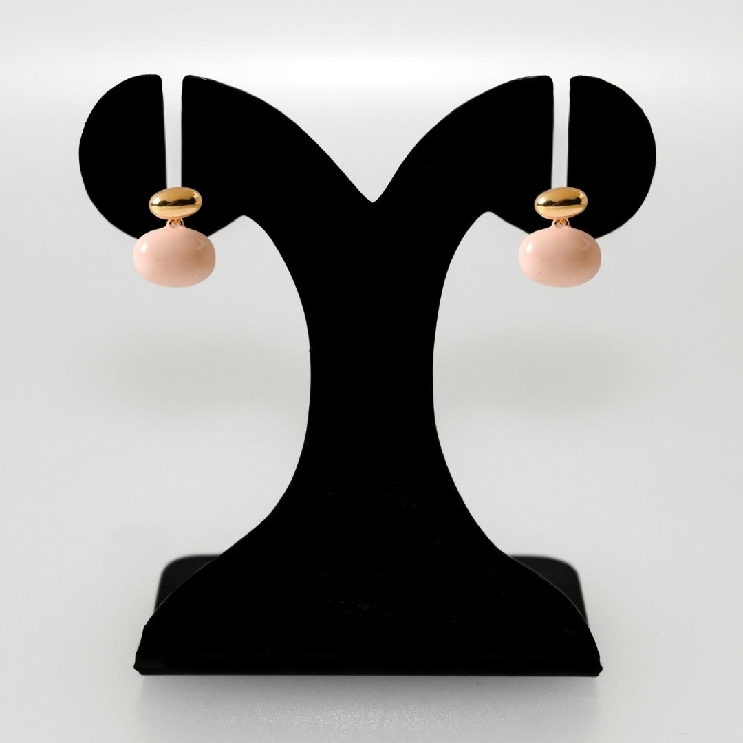 Oval Front Back Drop Earrings Pink Nestasia