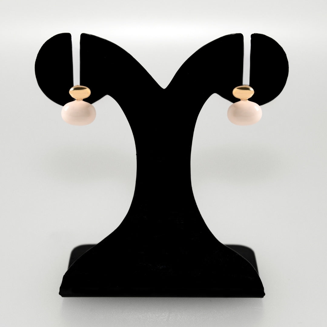 Oval Front Back Drop Earrings White Nestasia