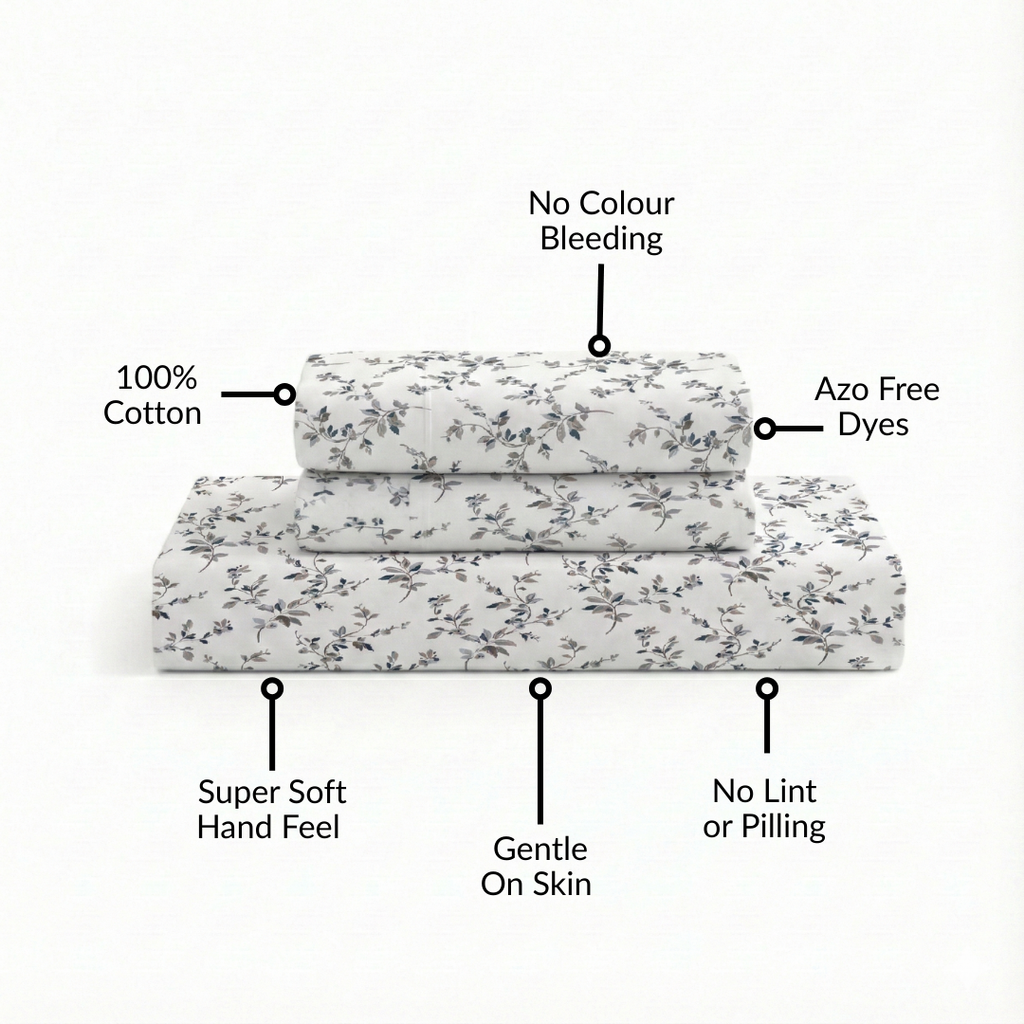 Frostbloom Pure Cotton King Size Bedding Set 275x275cm Nestasia