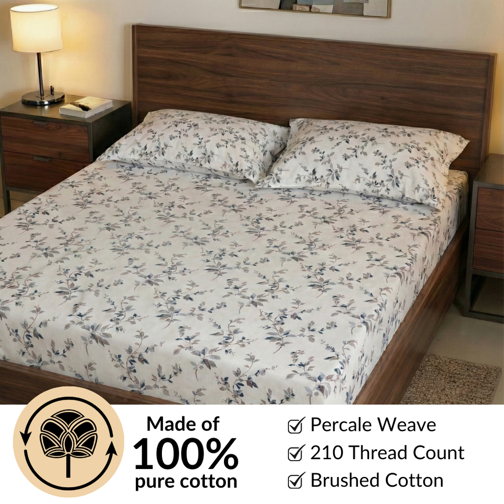 Frostbloom Pure Cotton King Size Bedding Set 275x275cm Nestasia