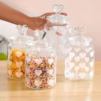 Glass Heart Knob Jar Set Of 4 1000ml Nestasia