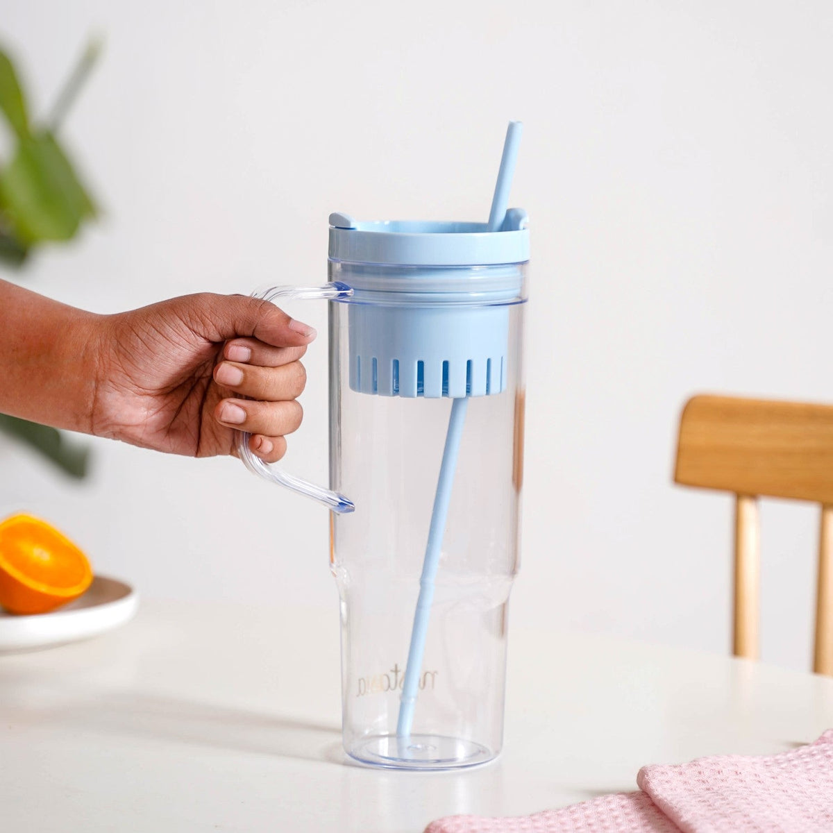 Citrify Transparent Fruit Infuser Water Bottle With Handle Ice Blue 1210ml Nestasia