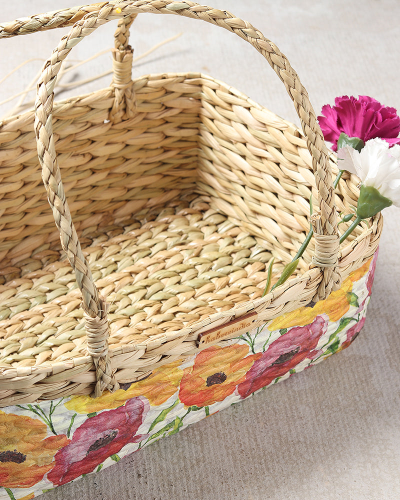 Eco-Friendly Seagrass Basket for Fruits, Gift Hampers, and Home Decor