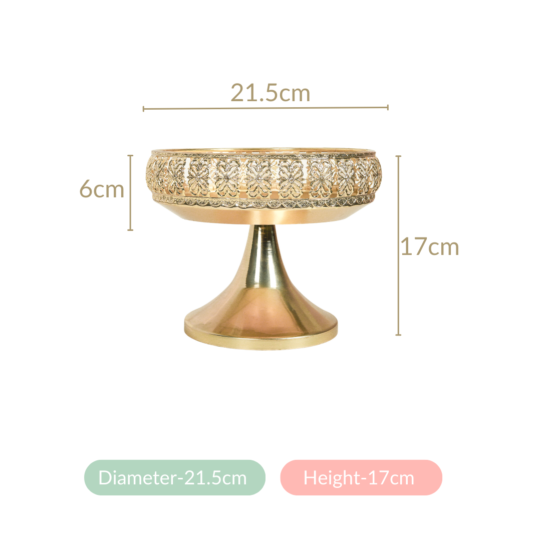 Decorative Fruit Bowl With Stand Gold Large Nestasia