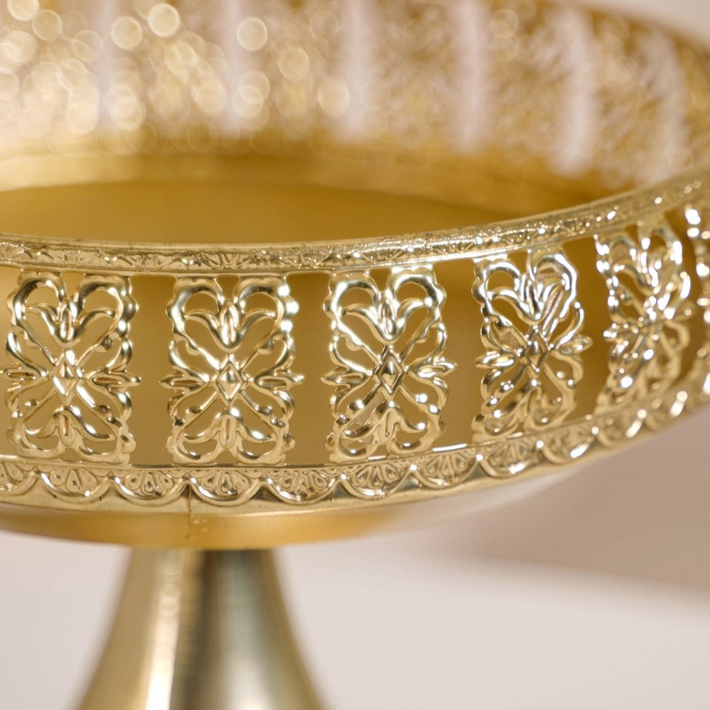 Decorative Fruit Bowl With Stand Gold Large Nestasia