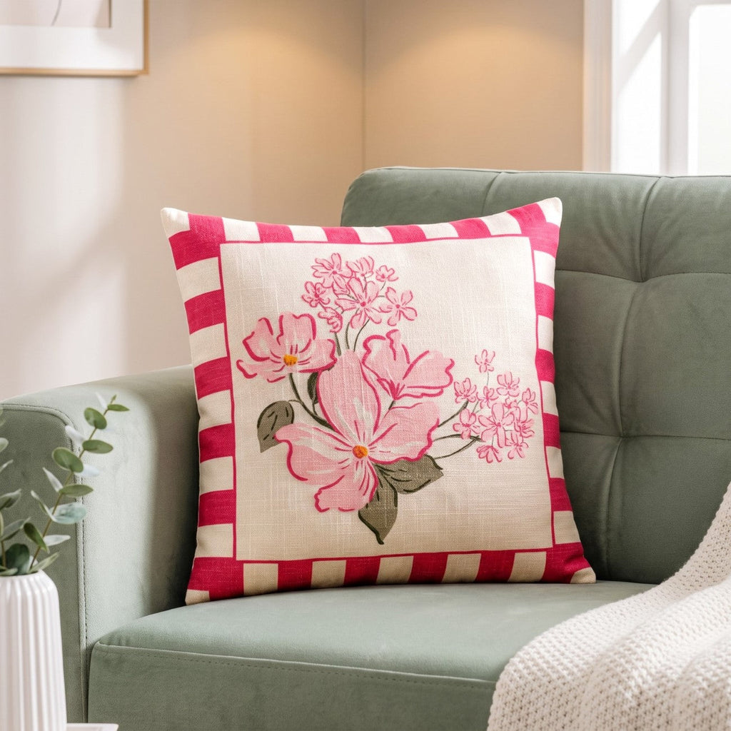 Fuchsia Bloom Cotton Cushion Cover 46x46cm Nestasia