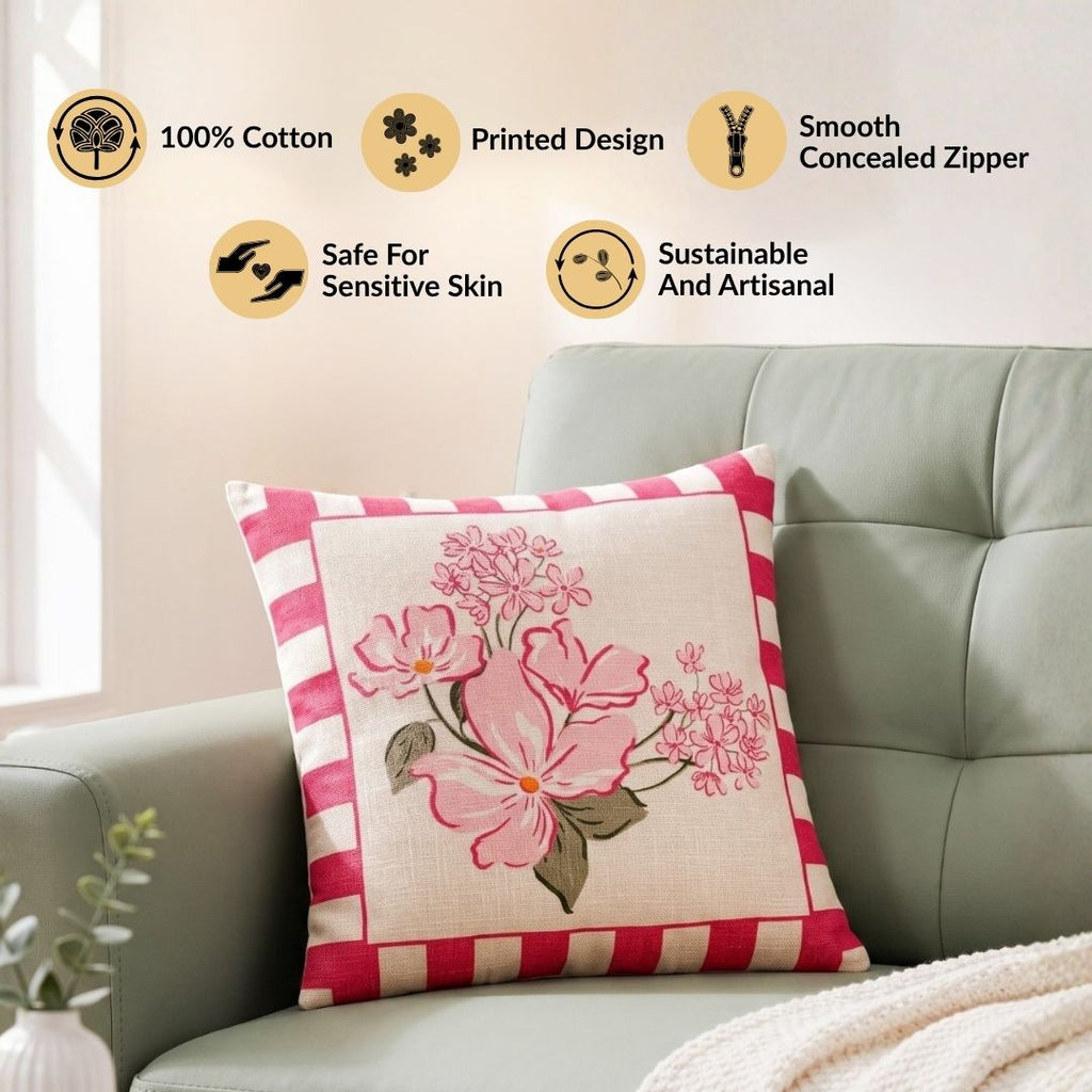 Fuchsia Bloom Cotton Cushion Cover 46x46cm Nestasia