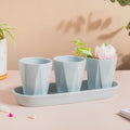 Ternion Textured Planter Set Of 3 With Plate Blue Grey Nestasia