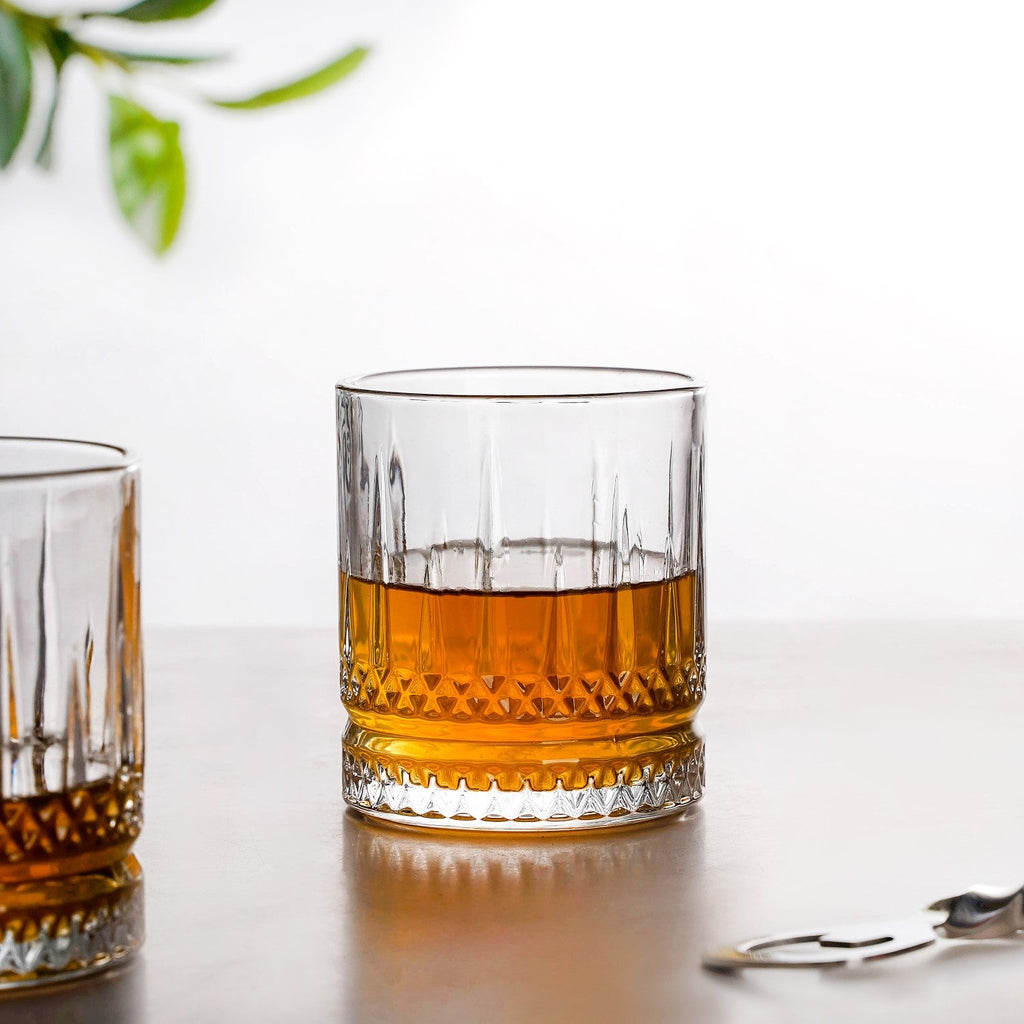 Set Of 6 Premium Ribbed Whiskey Glasses 220ml Nestasia