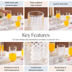 Diamond Design Highball Glass Set Of 6 466ml Nestasia