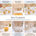 Diamond Embossed Glass Cup Set Of 6 200ml Nestasia