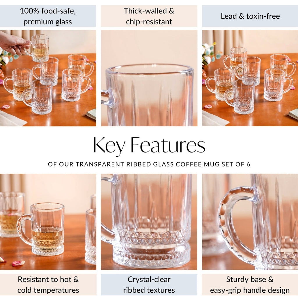 Glass Mug Set Of 6 200ml Nestasia