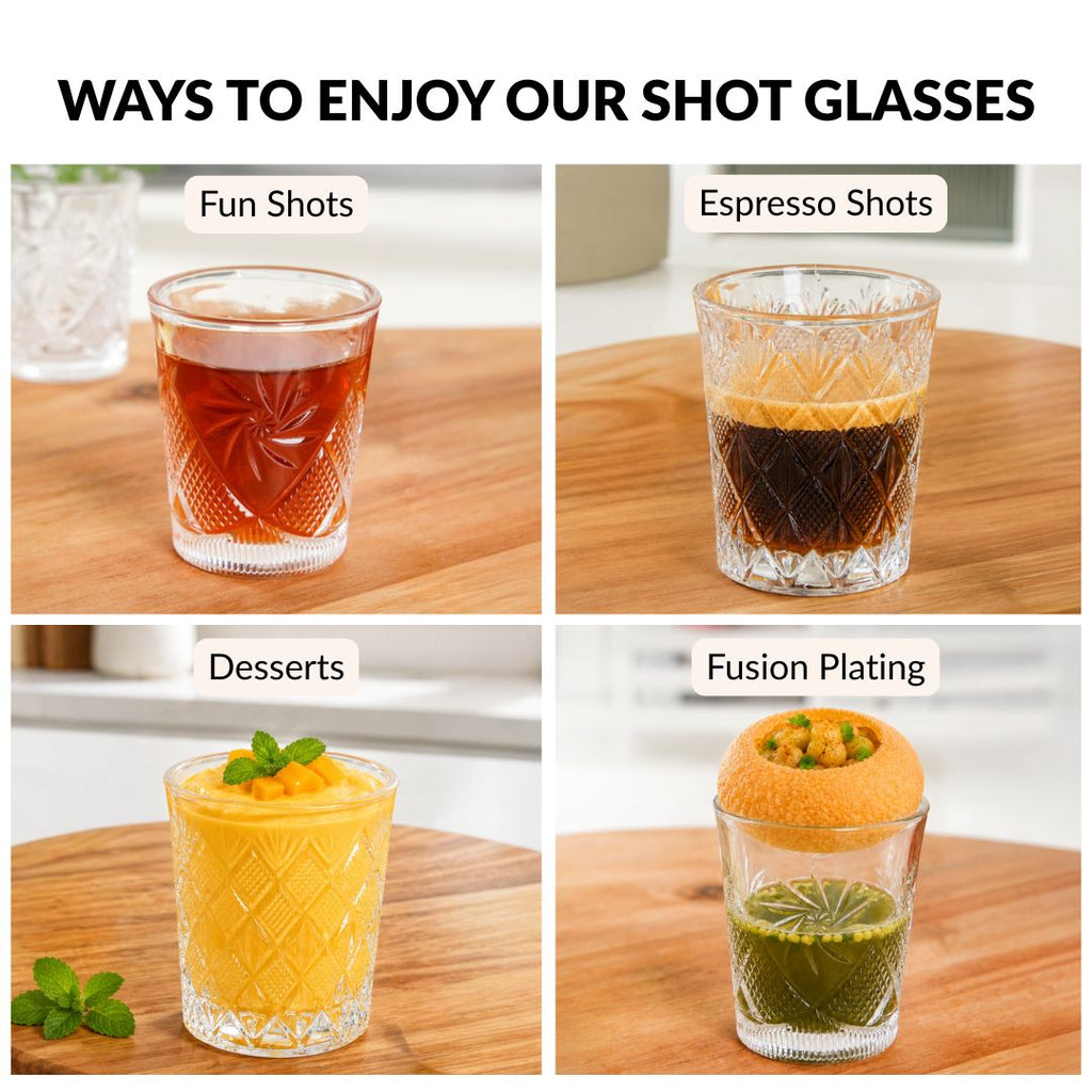 Classic Cut Embossed Shot Glass Set Of 12 55ml Nestasia