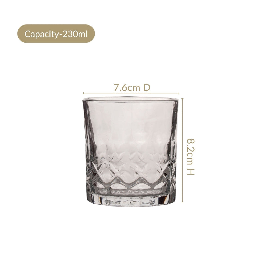 Geometric Embossed Whiskey Glass Set Of 6 230ml Nestasia
