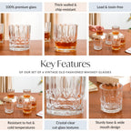 Set Of 6 Vintage Old Fashioned Whiskey Glasses 230ml Nestasia