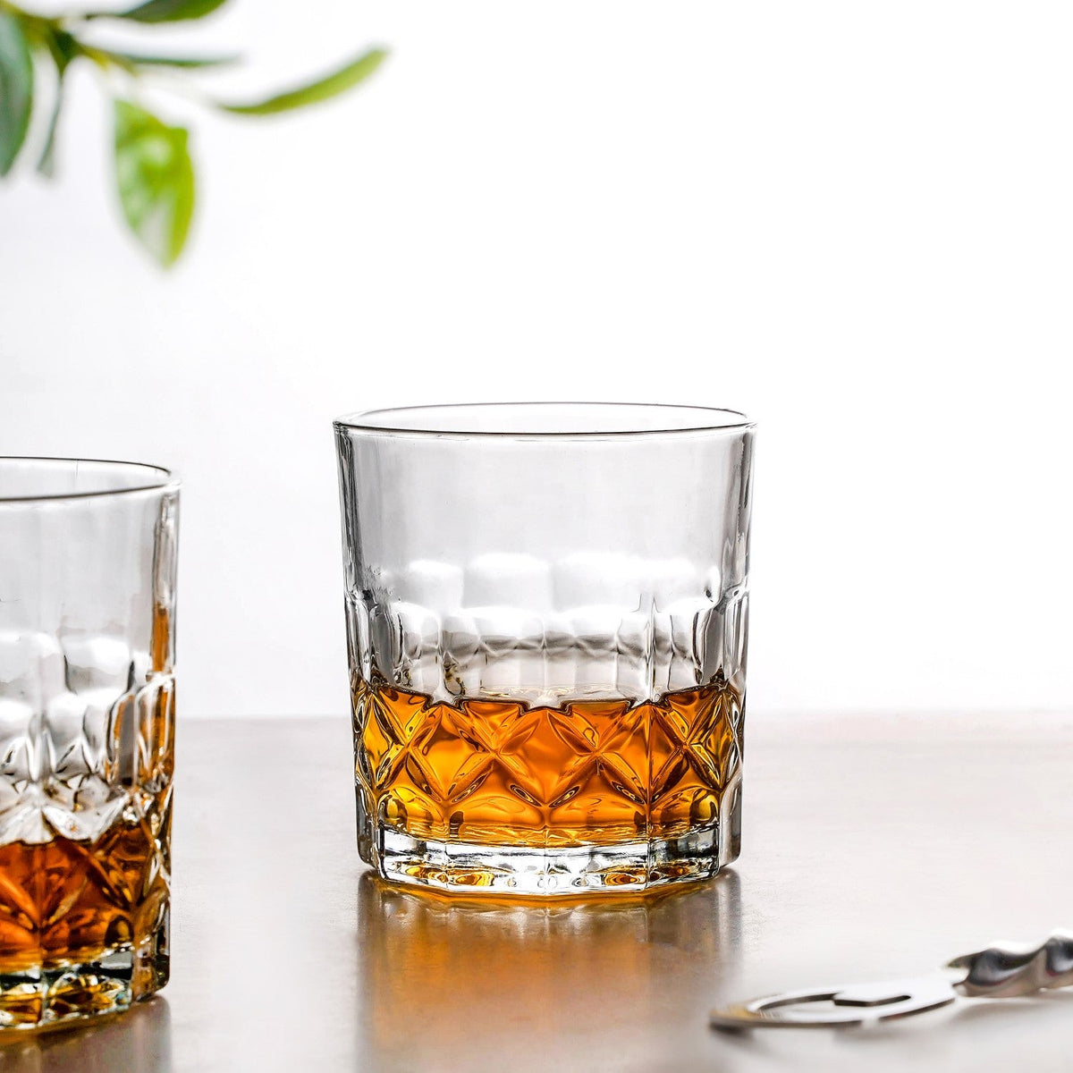 Geometric Embossed Scotch Glass Large Set Of 6 310ml Nestasia