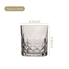 Geometric Embossed Scotch Glass Large Set Of 6 310ml Nestasia