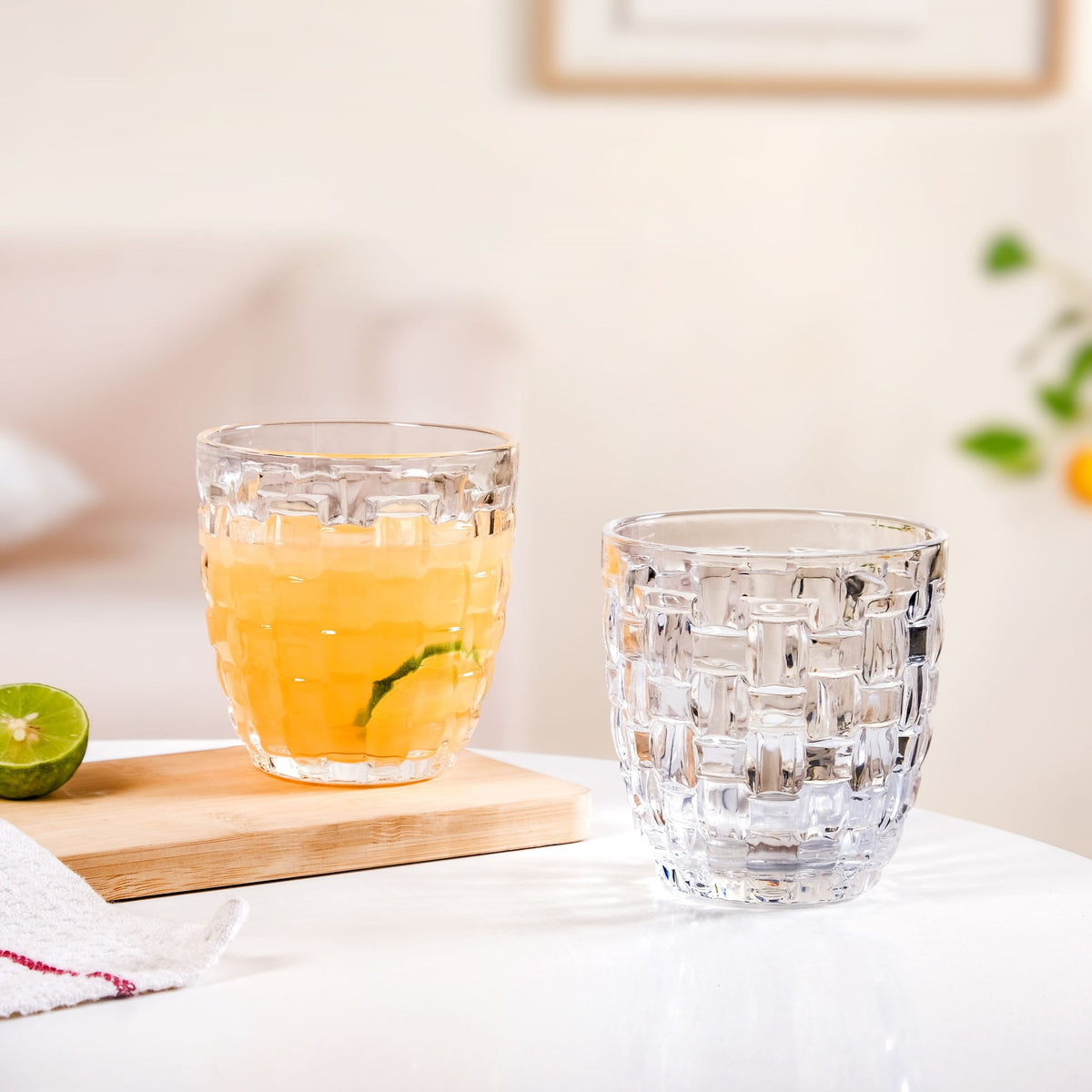 Basket Weave Glass Tumbler Set Of 6 260ml Nestasia
