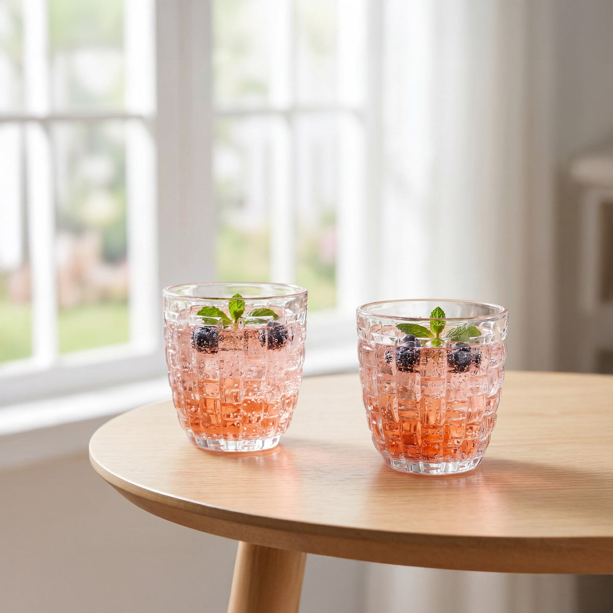 Basket Weave Glass Tumbler Set Of 6 260ml Nestasia