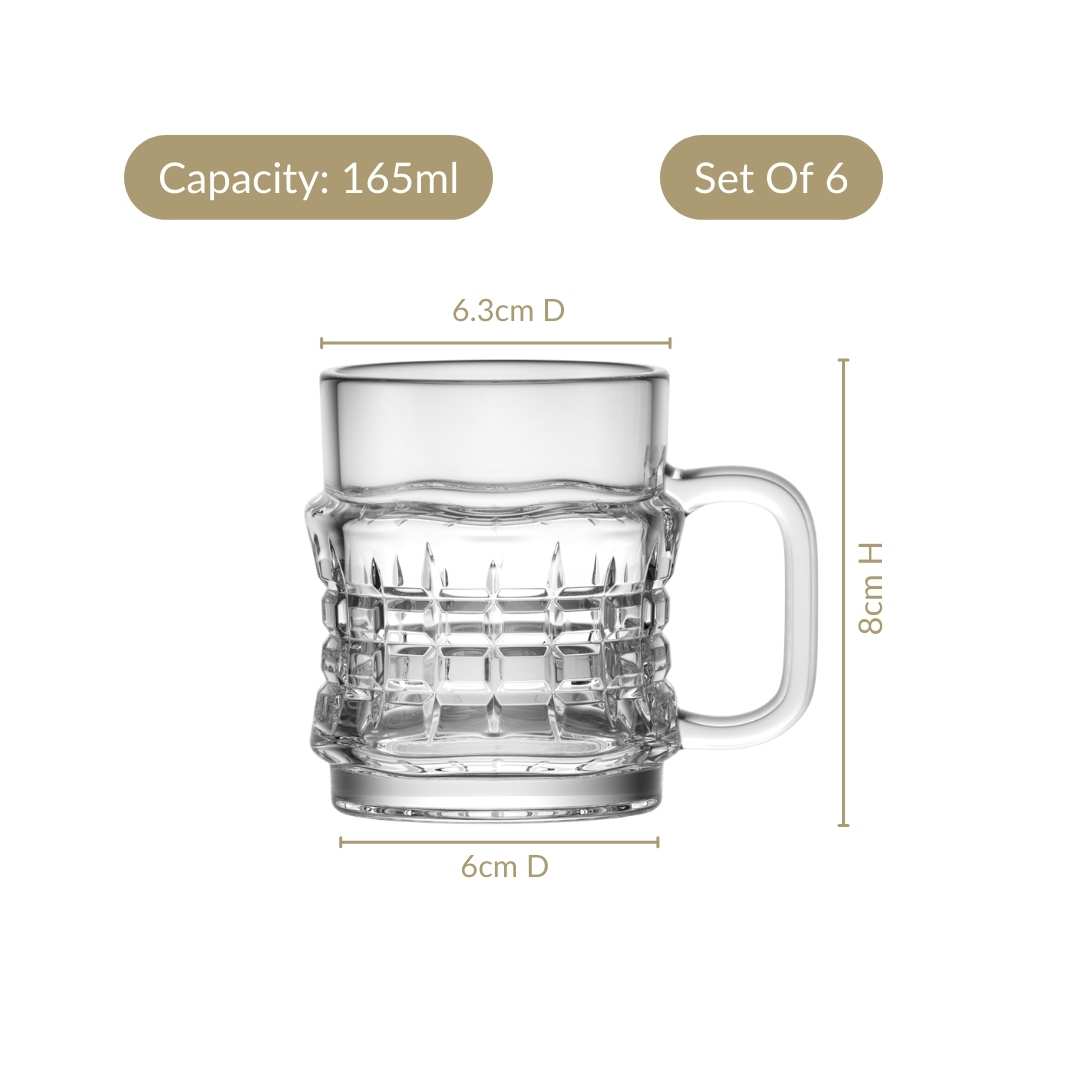Textured Tea Cup Set Of 6 165ml Nestasia