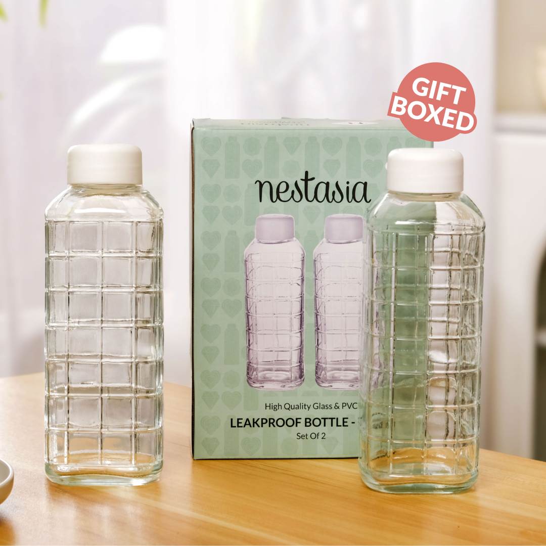 Everyday Transparent Glass Bottle Set Of 2 720ml Nestasia