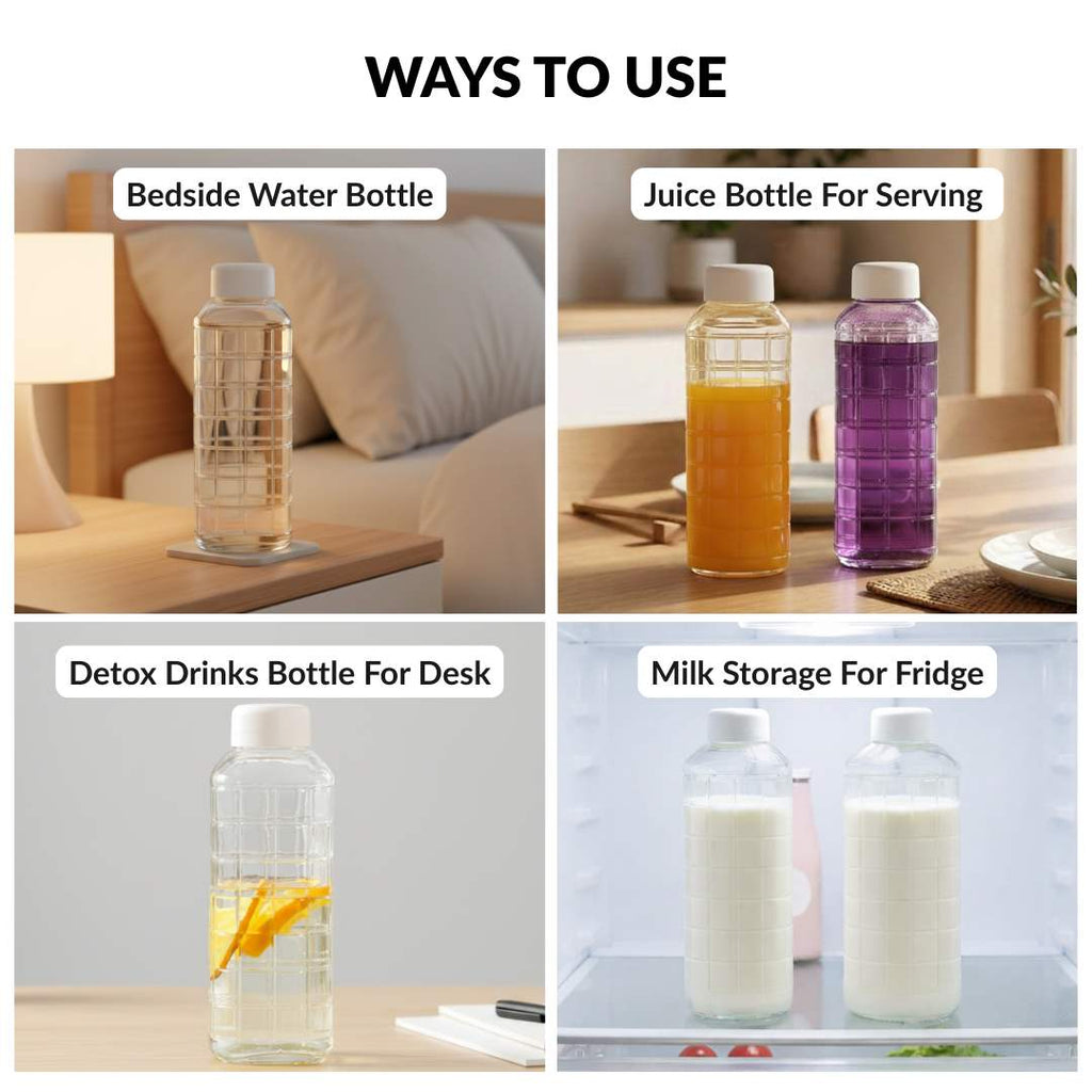 Everyday Transparent Glass Bottle Set Of 2 980ml Nestasia