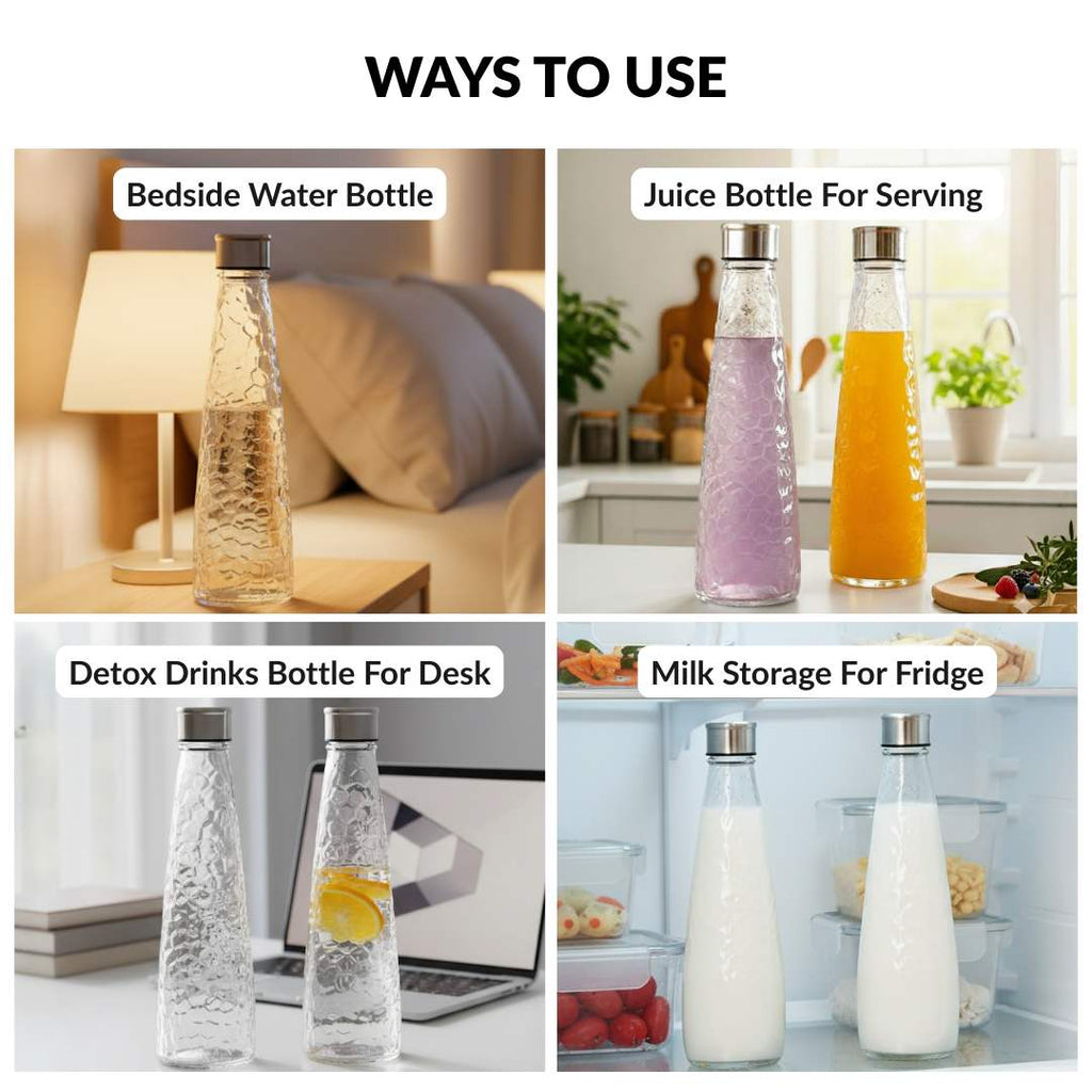 Glass Bottle With Stainless Steel Lid Set Of 2 750ml Nestasia