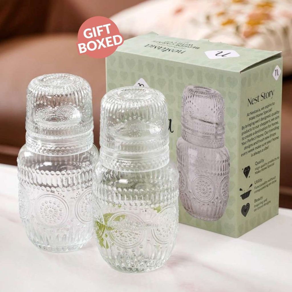 Vintage Bedside Carafe Gift Set Of 2 Nestasia