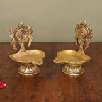 Brass Shankh And Chakra Diya Set (5.5 Inch) Vedansh Craft