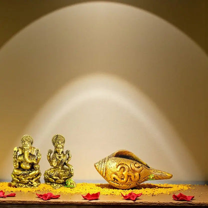 Gift Combo | Brass Shankh with Laxmi Ganesh Idol Combo | Diwali Puja Gift Set | Festive Gifting