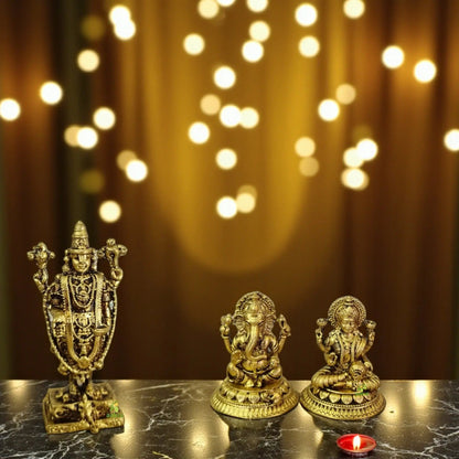Handcrafted Brass Balaji Murti | Lord Venkateshwara Idol | Spiritual Decor for Home, Office, Mandir | Religious Gift | Gift Hamper
