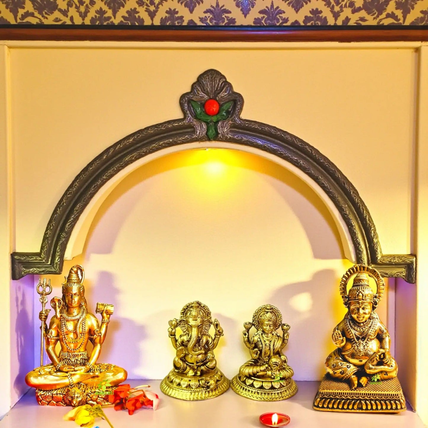 Brass Laxmi Ganesh, Shiva & Kuber Idol Gift Set – Hindu God Statues for Pooja, Home Temple, Diwali, Vastu, Housewarming Décor – Handcrafted Brass Murti Combo (Set of 3)