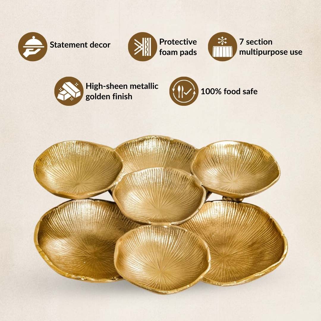 Large Clustered Bowls Platter Gold Nestasia