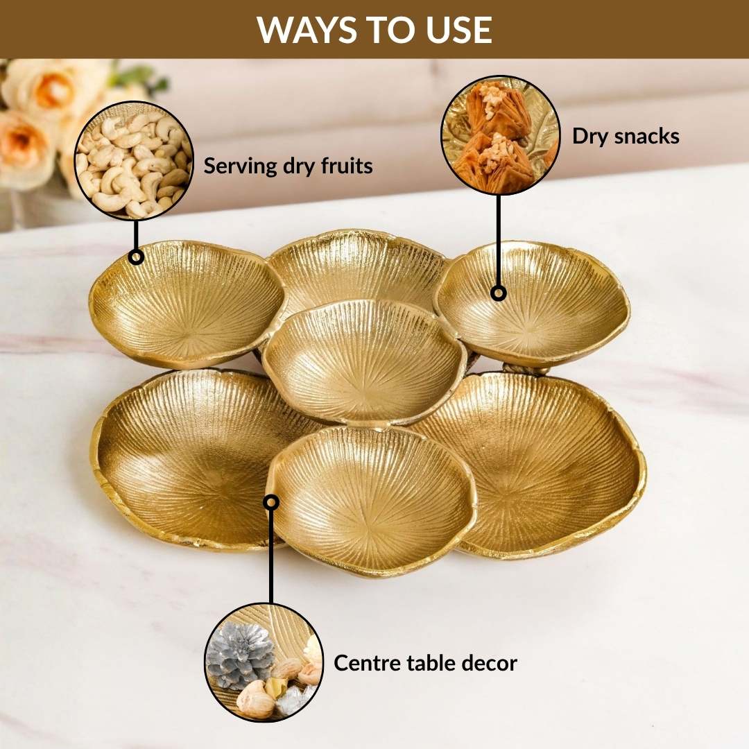 Large Clustered Bowls Platter Gold Nestasia