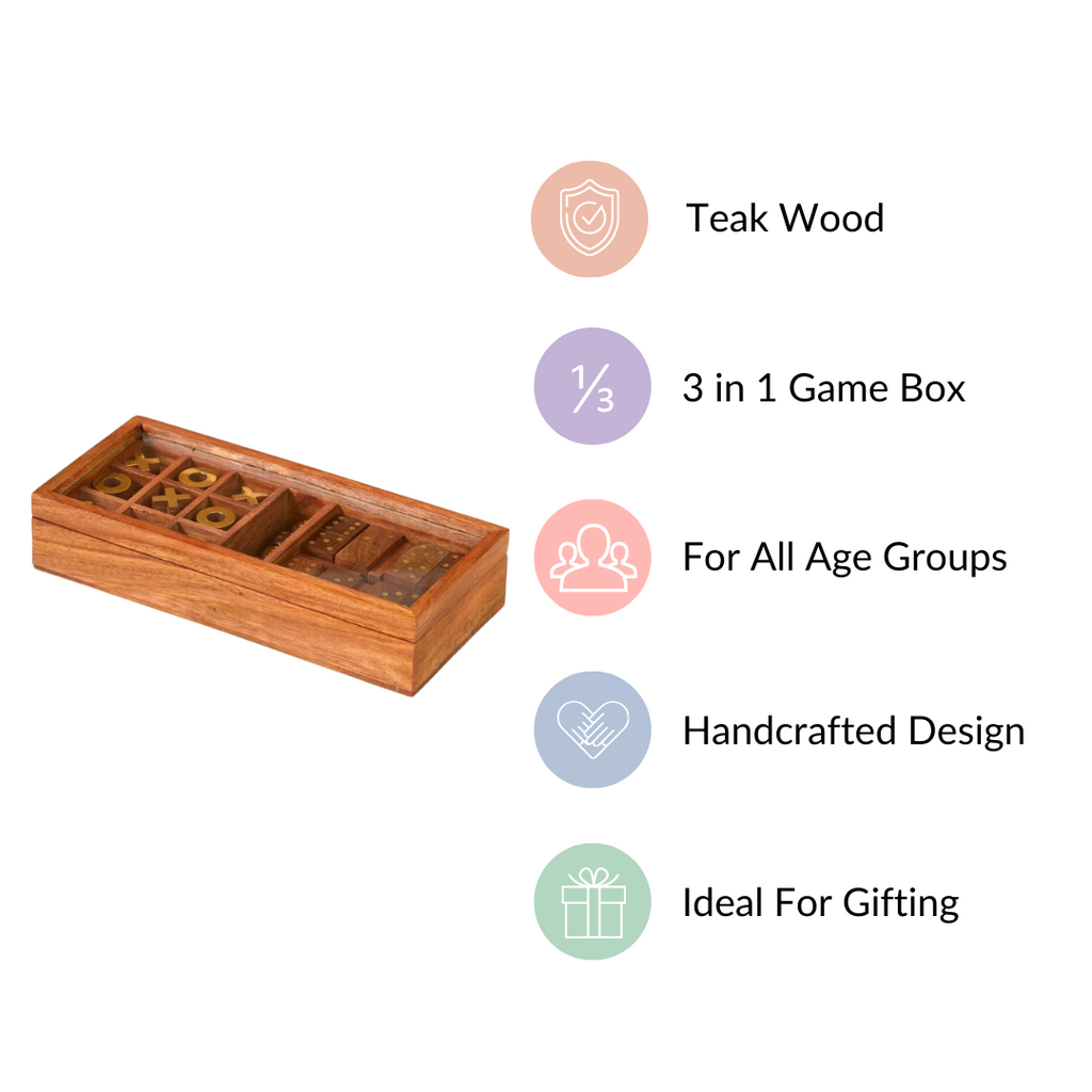 3 in 1 Portable Game Wooden Box Set Nestasia