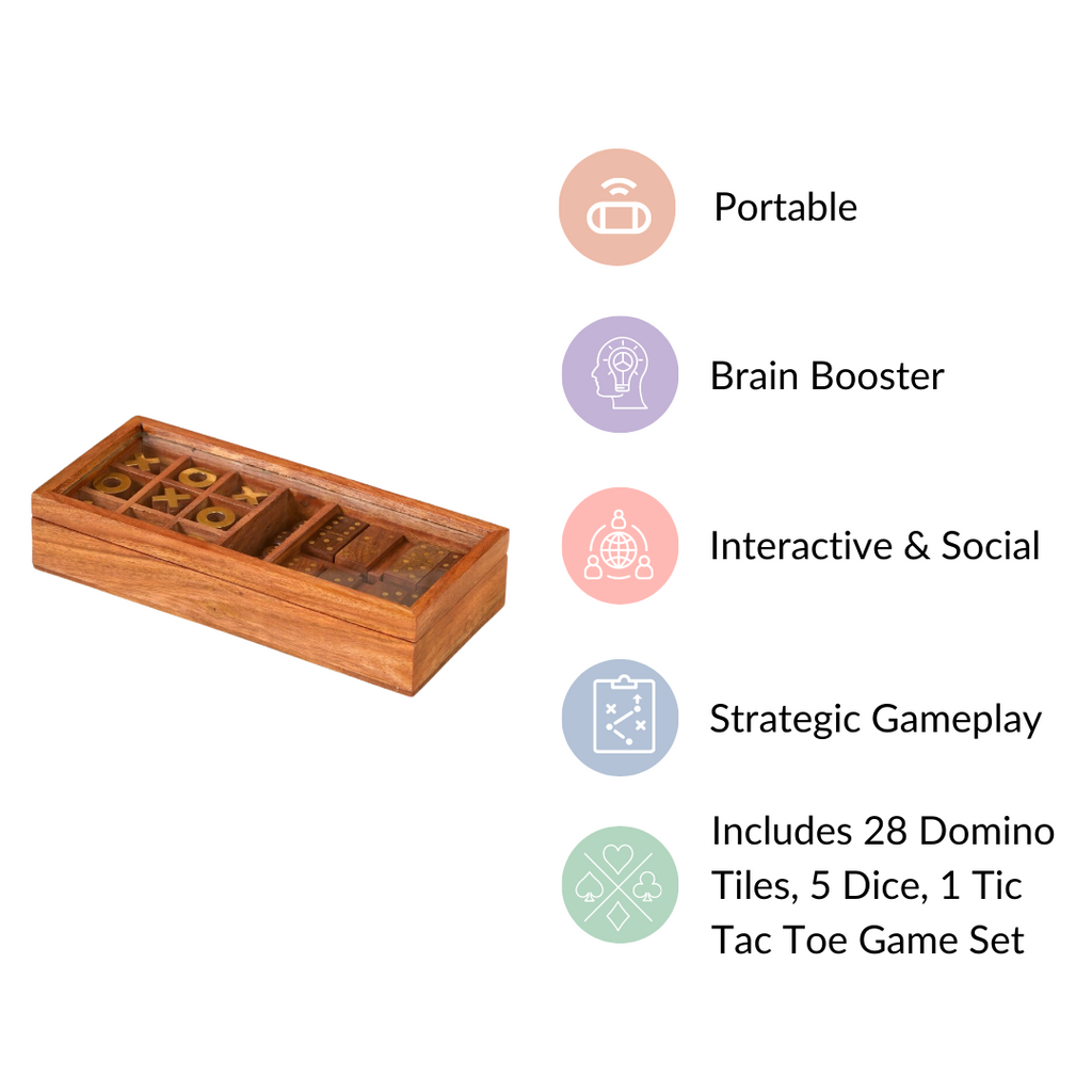 3 in 1 Portable Game Wooden Box Set Nestasia