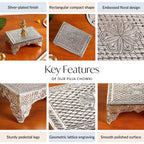 Flora Chowki Brass With Pure Silver Polish 20x15cm Nestasia
