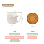 Modern Art Deco Ceramic Cup Set Of 6 With Coasters 200ml Nestasia
