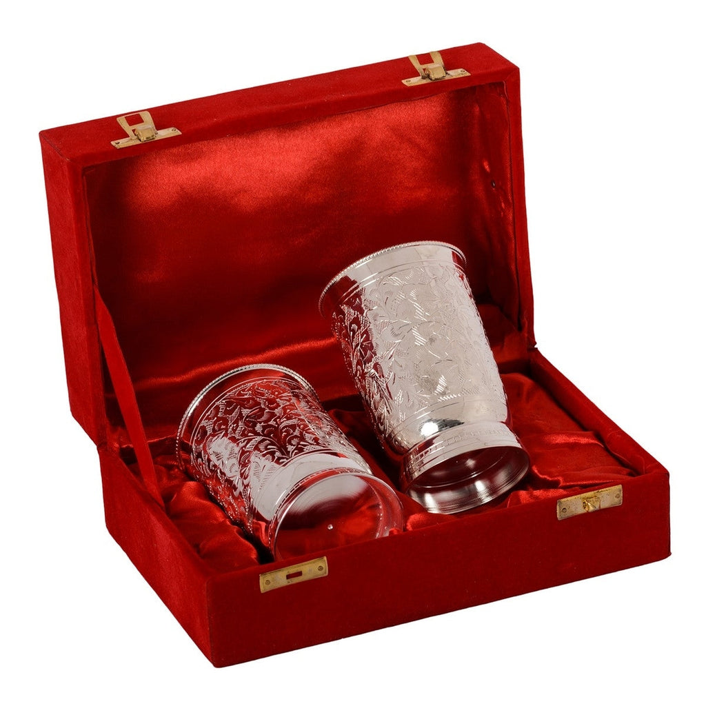 German Silver 2 Glass Set with Velvet Box Kafalo