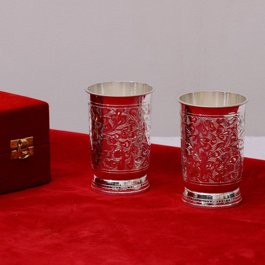 German Silver 2 Glass Set with Velvet Box Kafalo