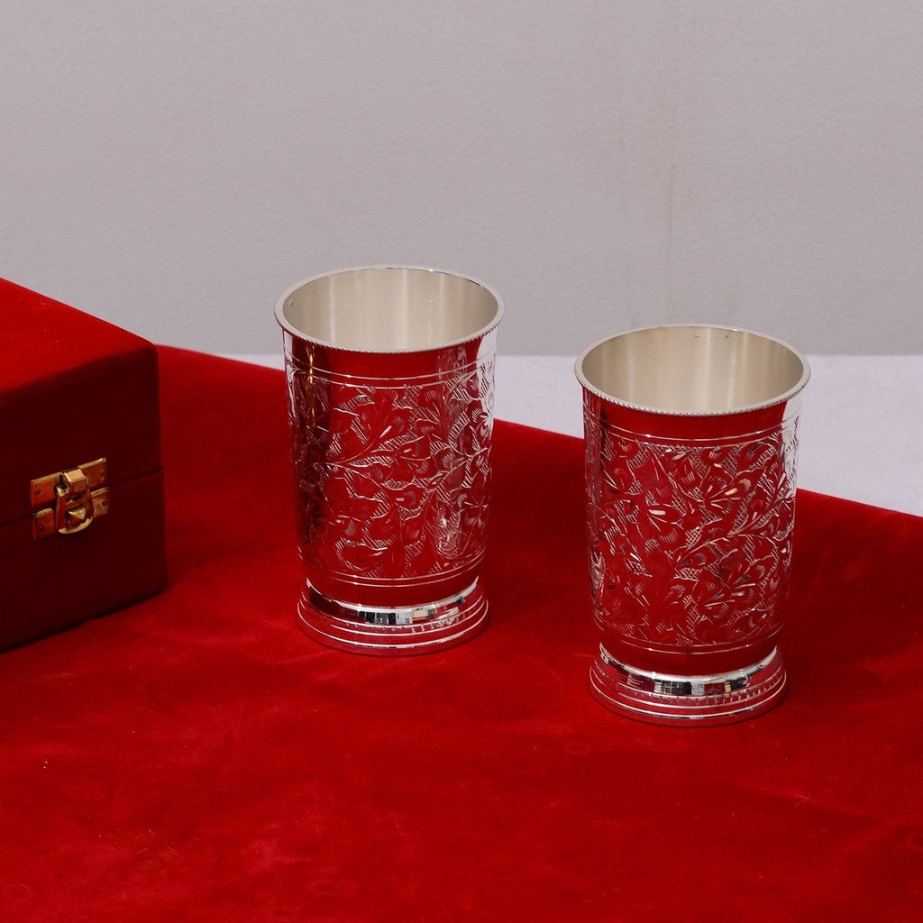 German Silver 2 Glass Set with Velvet Box Kafalo