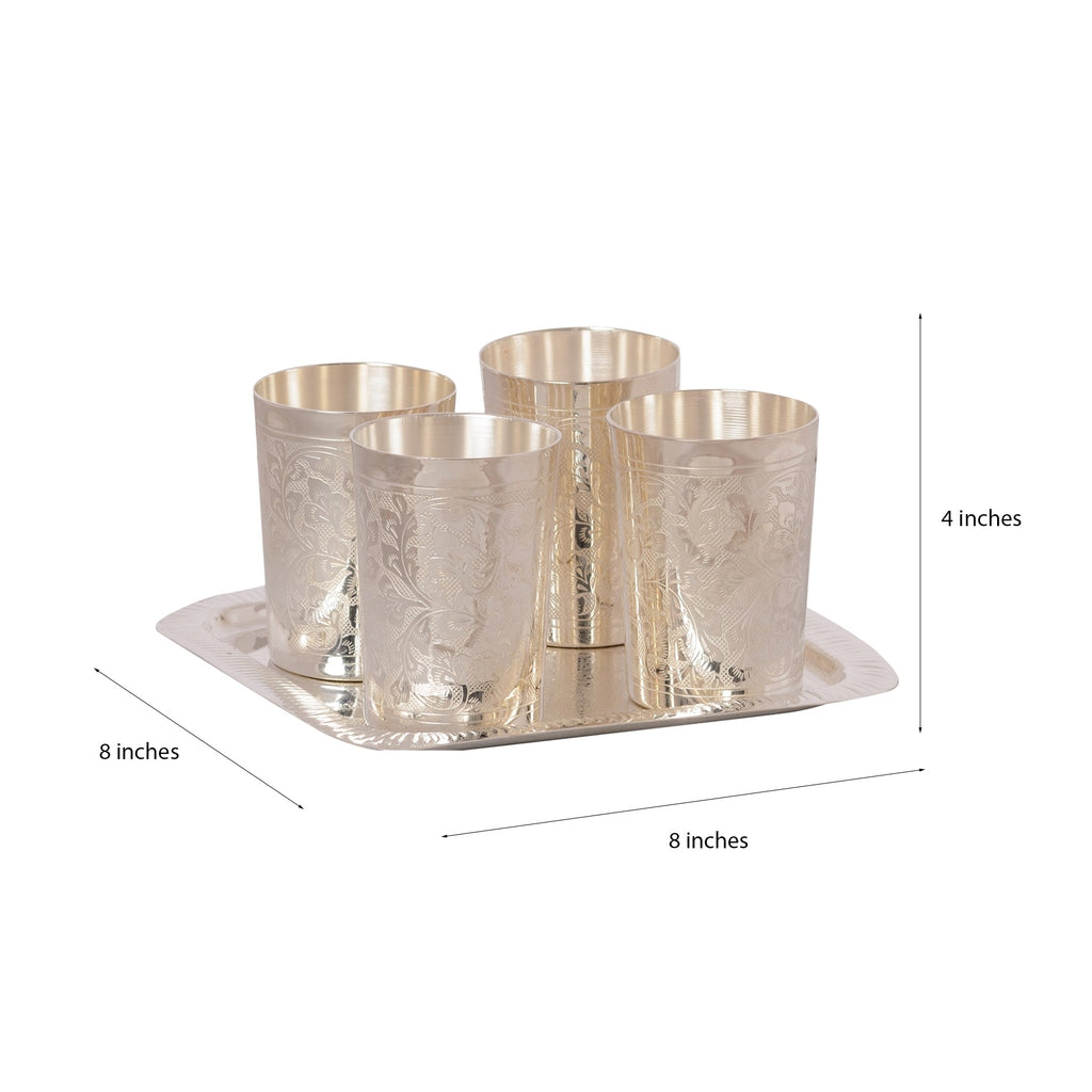 German Silver Glass Set of 4 with Velvet Box Kafalo