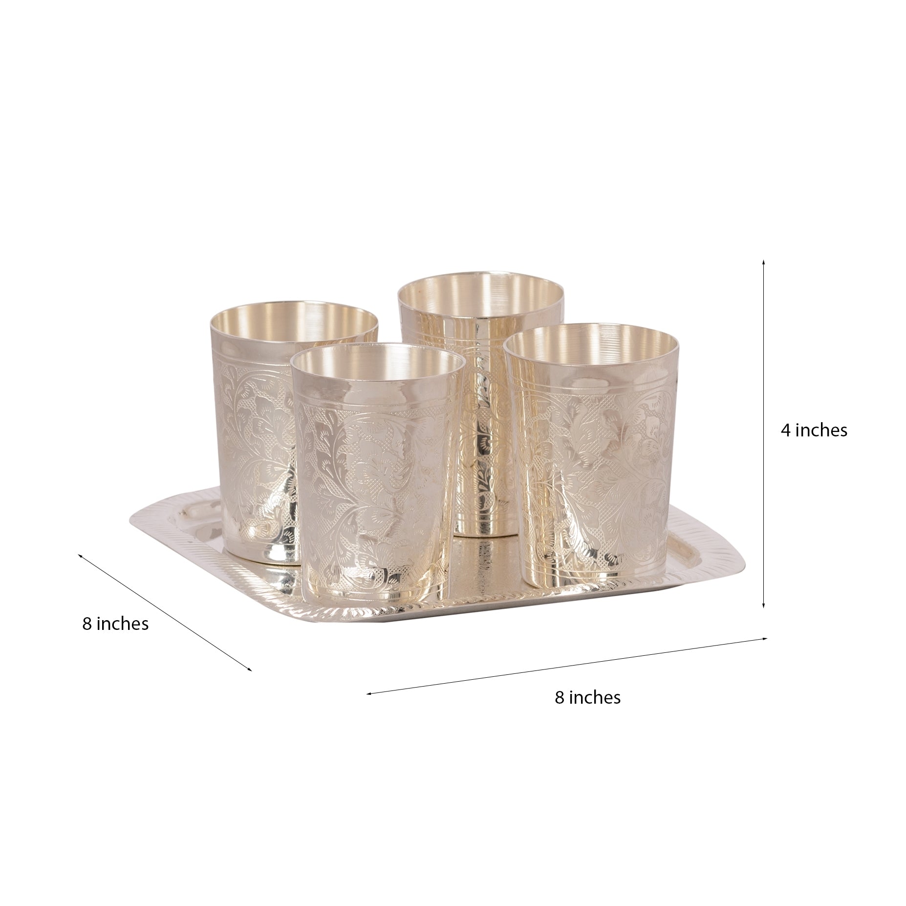 German Silver Glass Set of 4 with Velvet Box Kafalo