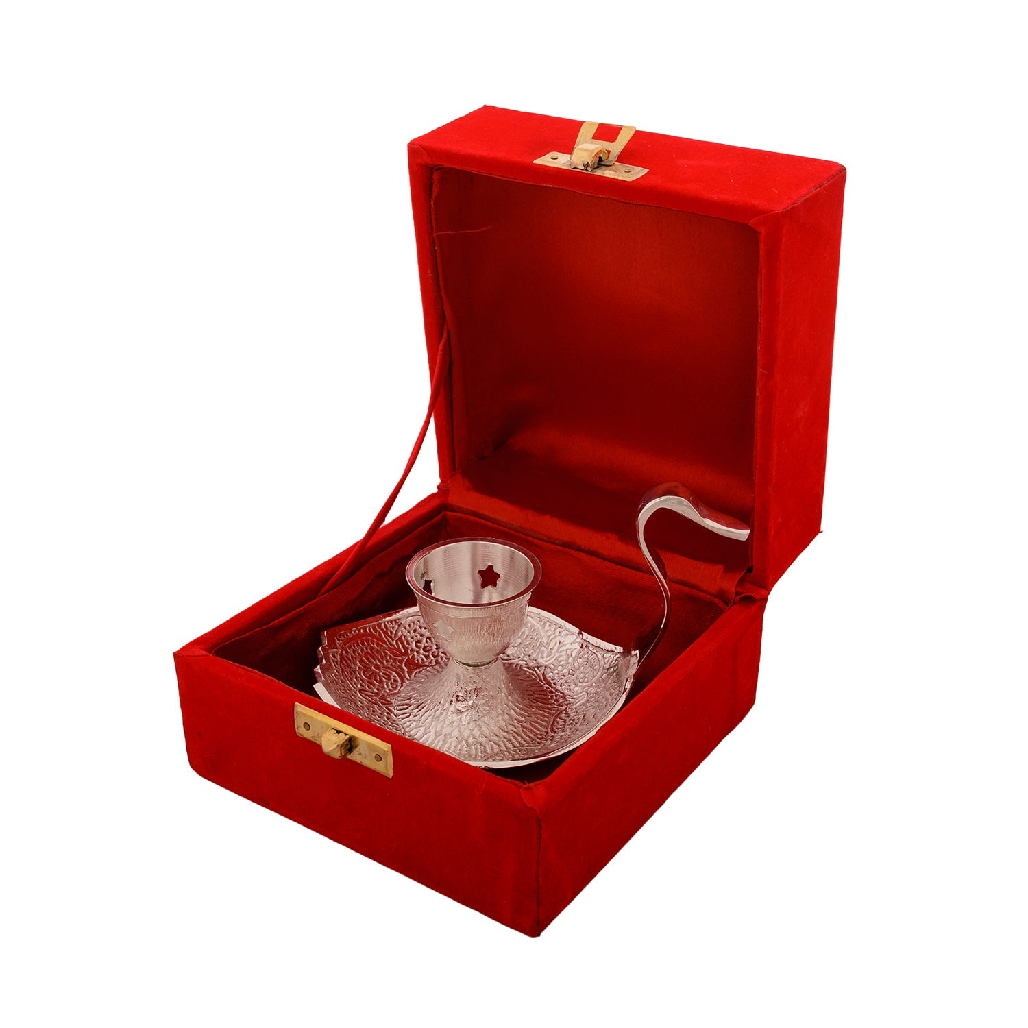 German Silver Swan Diya Holder with Velvet Box Kafalo