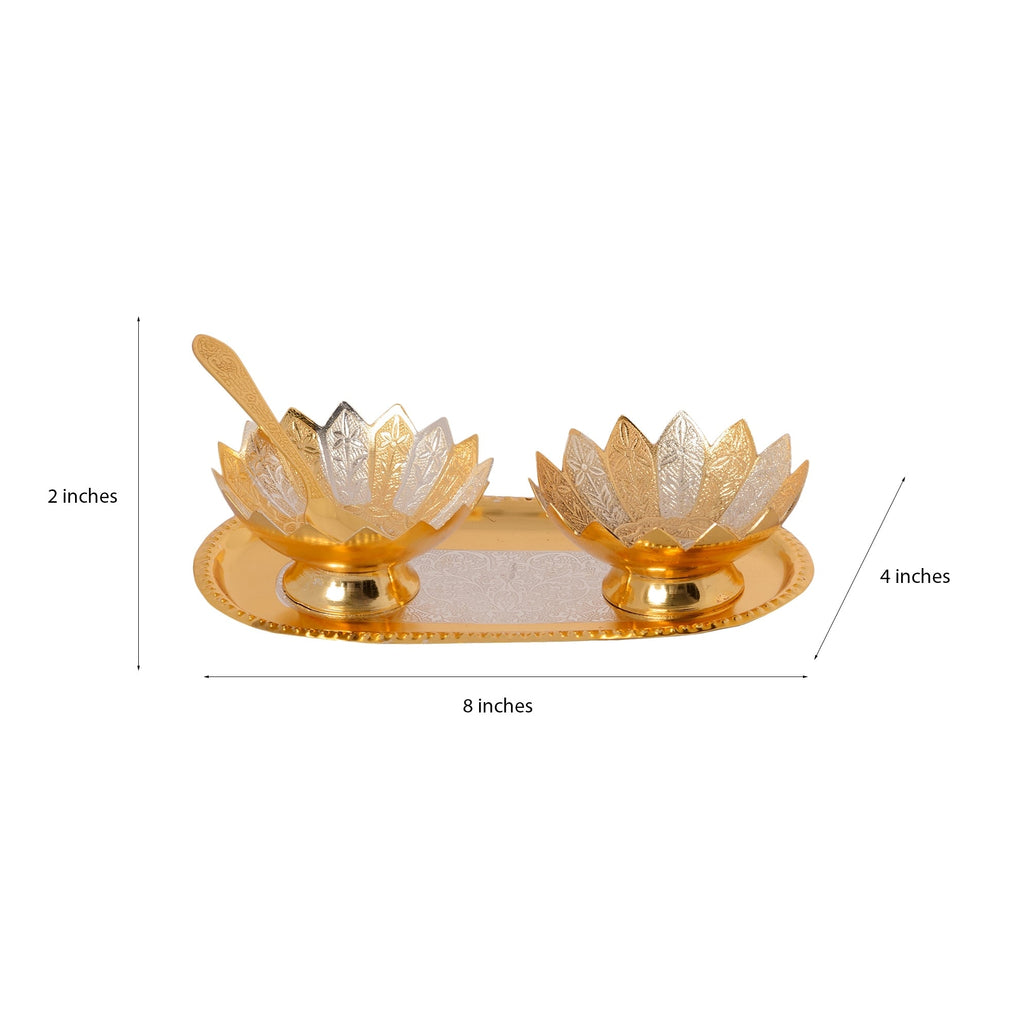 German Silver Multiutility Floral Shape Decorative Platter with Velvet Box Kafalo